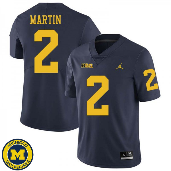 Men Michigan Wolverines #2 Oliver Martin Navy Jordan Brand High School Jersey